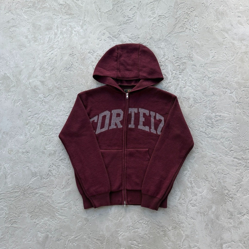 3M College Knit Zip Hoodie - green / wine red - Corteiz