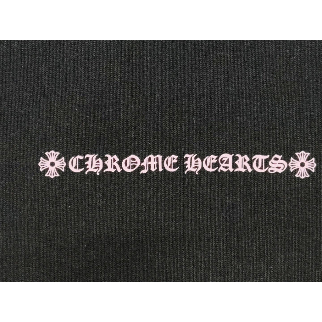 Chrome Hearts Matty Cross Text Logo Hoodie - Exclusive F&F Pink Letter