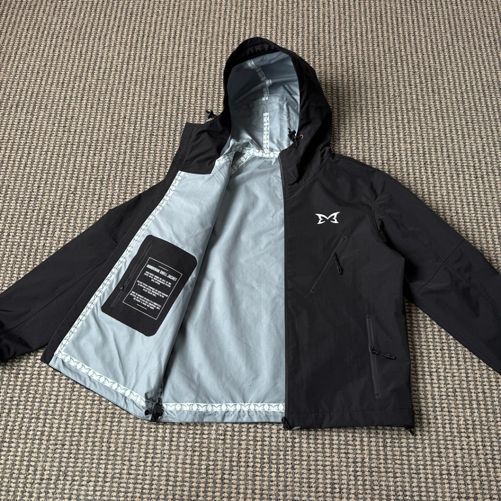 mertra - Monogram Shell Jacket 2.0 - Black - Water sensitive monogram pattern effect