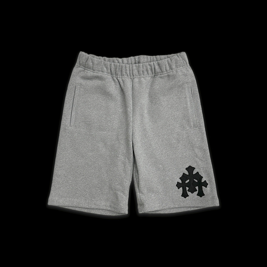 Grey Leather Cross Patch Shorts - Chrome Hearts