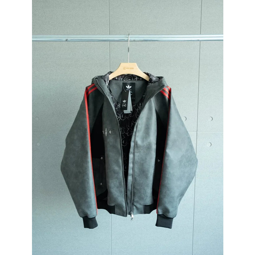 Thug Club x a.d.i.d.a.s Teamgeist Faux Leather Jacket - Black