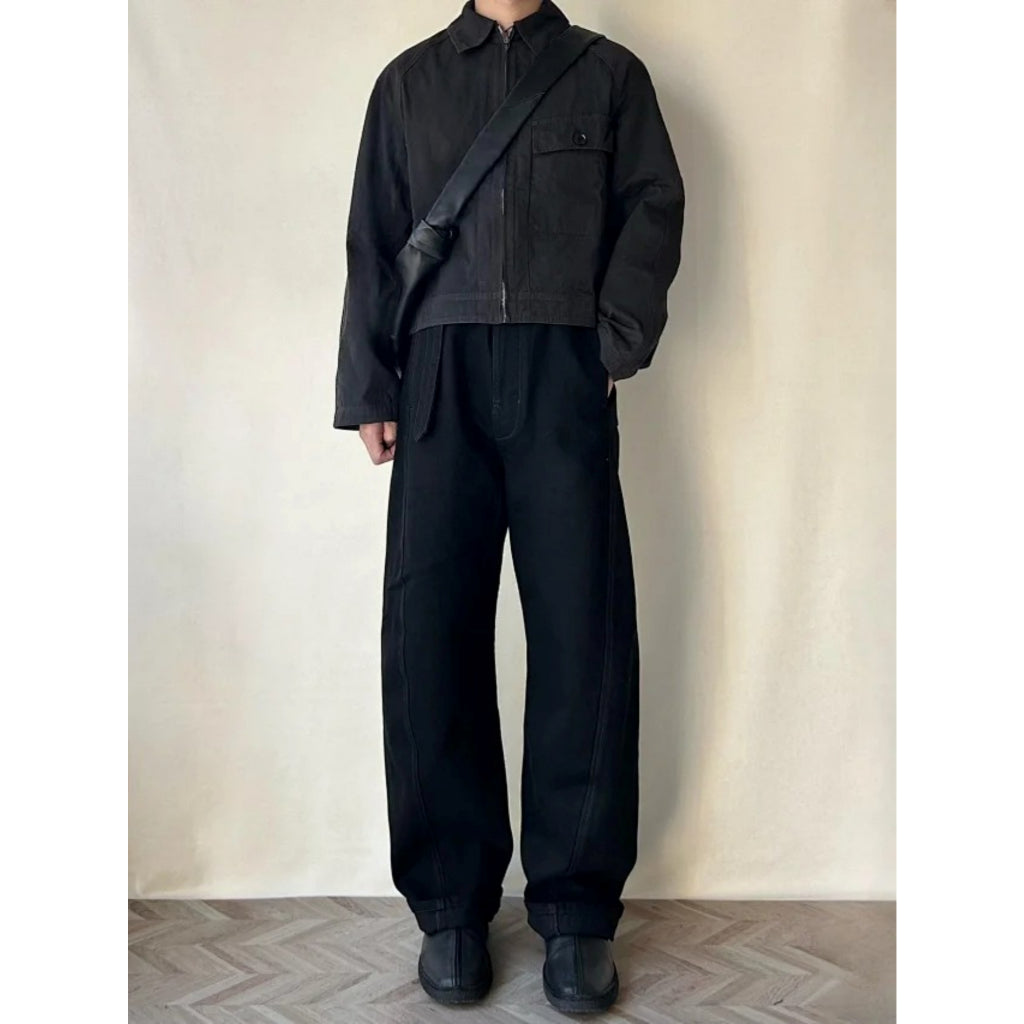 Le'maire Twisted Belted Pants Heavy Denim Black