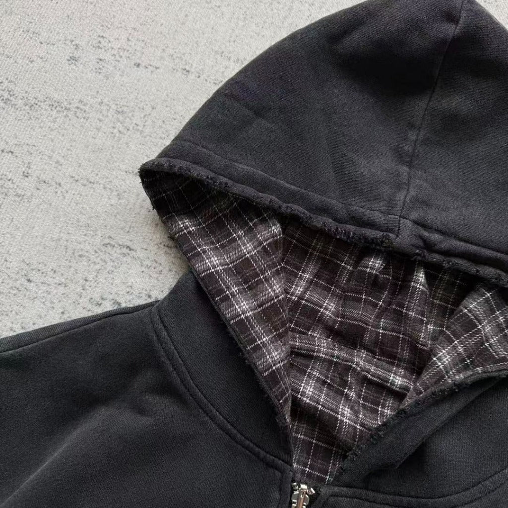 Experiment 5 - Reversible Plaid Zip Hoodies
