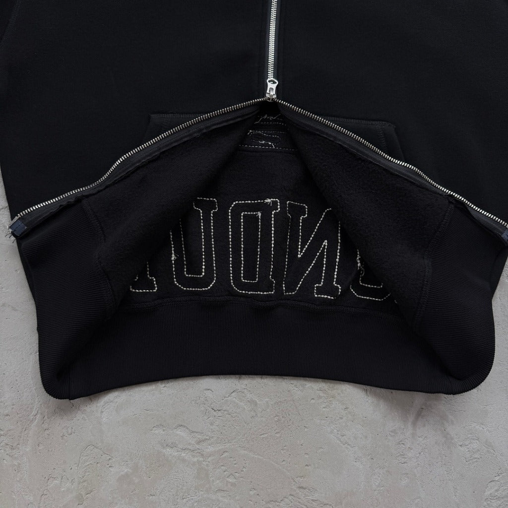 Lundun Stitch Zip Hoodie - Triple Black/ Black Red