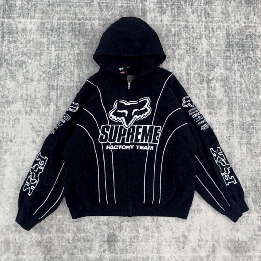 Supreme Fox Racing Zip Up Hoodie - Black