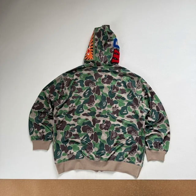 adidas x B@PE Relaxed Fit Track Camo Shark Full Zip Hoodie Green