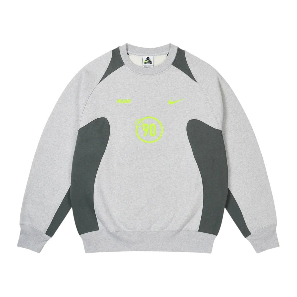 Palace x Nike Total P90 Crew Sweatshirt - Grey/Grey Marl/Black [100% Brand New In Plastic]