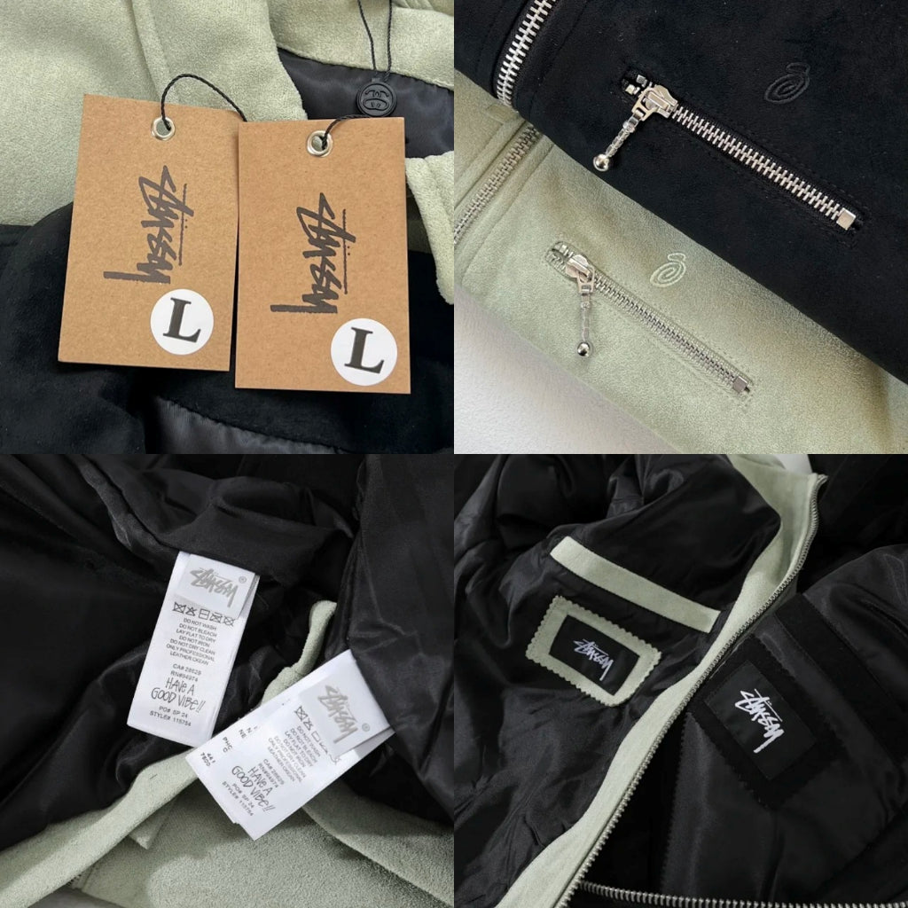 Stussy Bing Suede Jacket - Black/Green