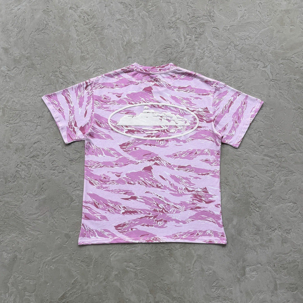 Island Puff Print T-Shirt - Pink Tiger Camo - Corteiz