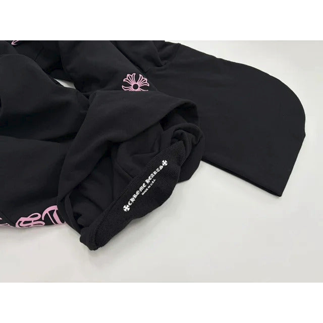 Chrome Hearts Matty Cross Text Logo Hoodie - Exclusive F&F Pink Letter