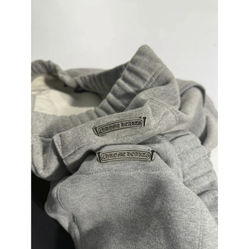 Grey Leather Cross Patch Shorts - Chrome Hearts
