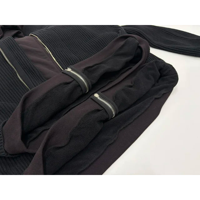 Unity Sports Icon Layered Zip-Up Hooded Sweatshirt/Cardigan in Black - Balenciaga