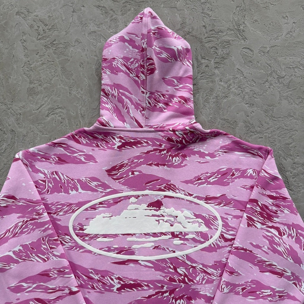 Island Puff Print Zip Hoodie/Pants/Set [Pink Camo] - Corteiz