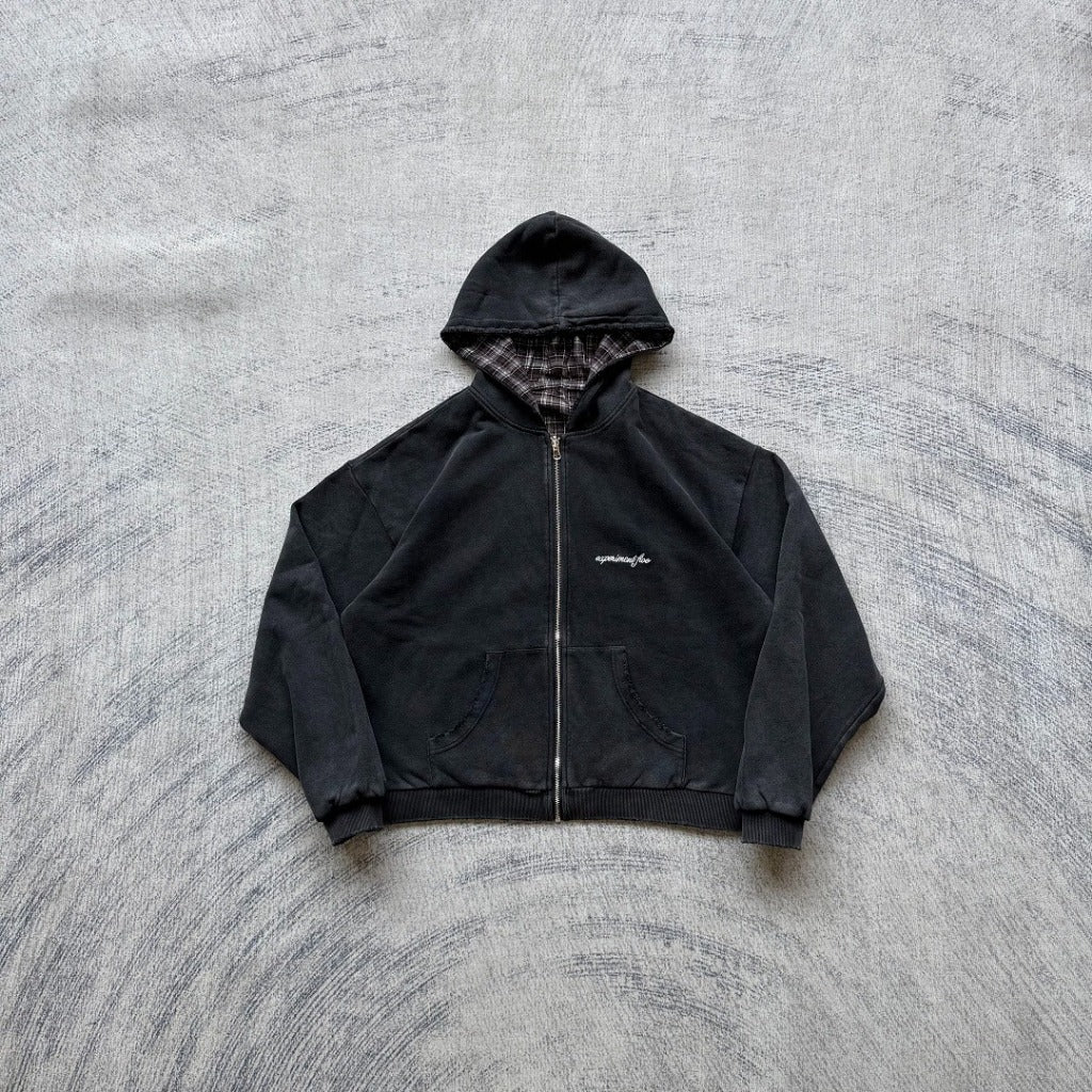 Experiment 5 - Reversible Plaid Zip Hoodies