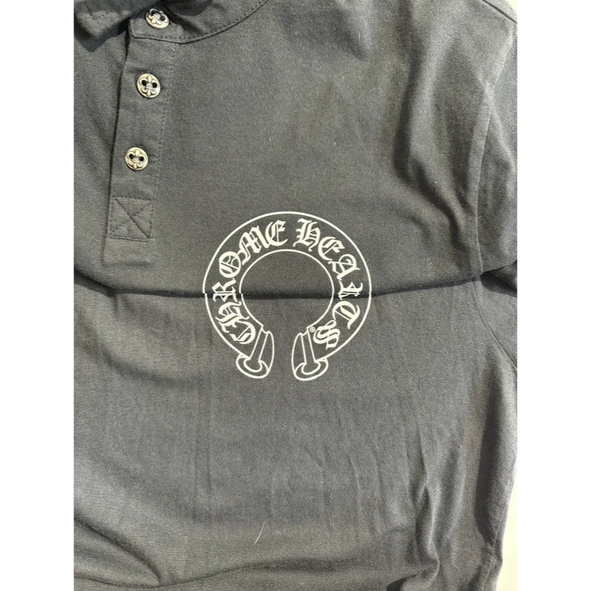 Silver Button Horseshoe Button Polo Shirt - Chrome Hearts