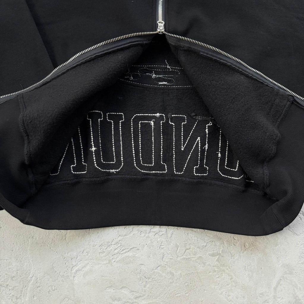 Lundun Stitch Zip Hoodie - Triple Black - CRTZ.XYZ