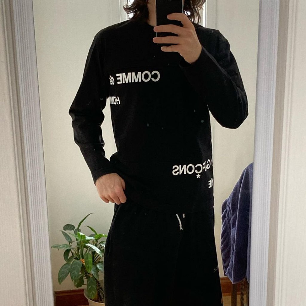 COMME DES GARCONS HOMME 'AD2001' SPLIT LOGO LONG SLEEVE HEAVY SHIRT [archived catalog]