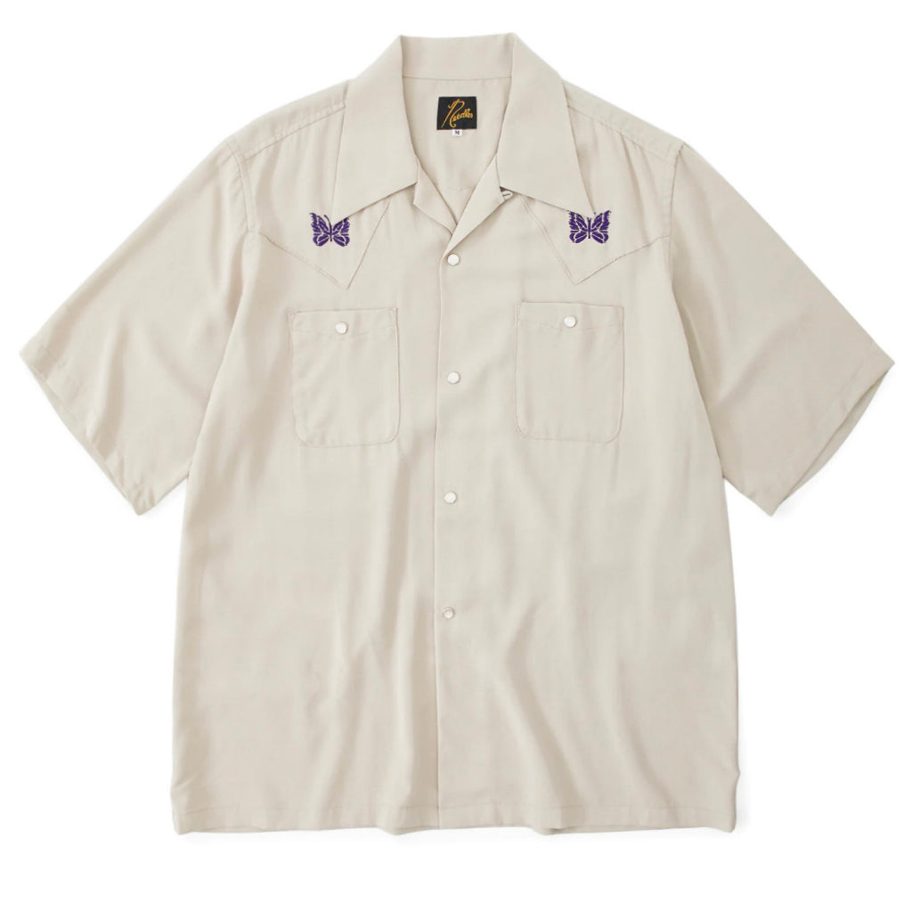 NEEDLES Convertible-Collar Embroidered Sateen Shirt
