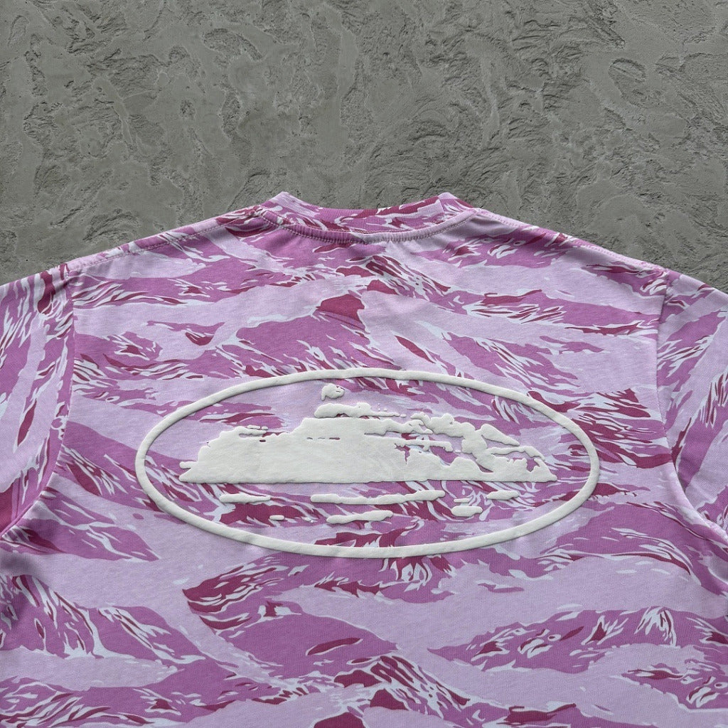 Island Puff Print T-Shirt - Pink Tiger Camo - Corteiz