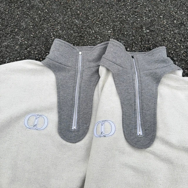 CD Icon Half-Zip Sweatshirt Gray Cotton Fleece - DR
