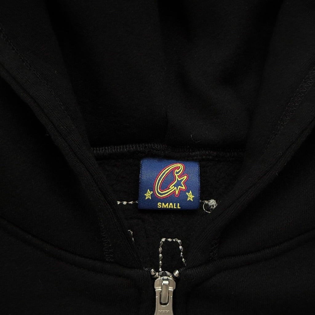 Lundun Stitch Zip Hoodie - Triple Black/ Black Red