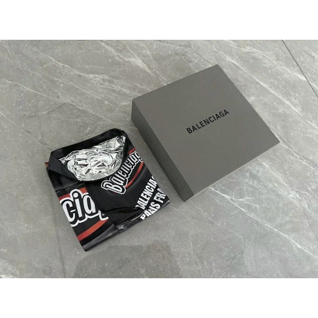 Balenciaga Chips Squared Folded Wallet - black glossy calfskin