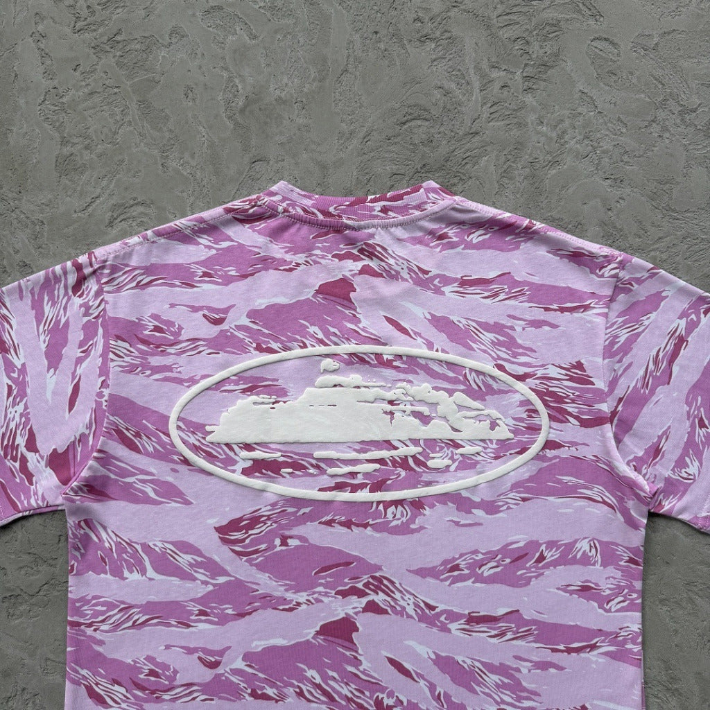 Island Puff Print T-Shirt - Pink Tiger Camo - Corteiz