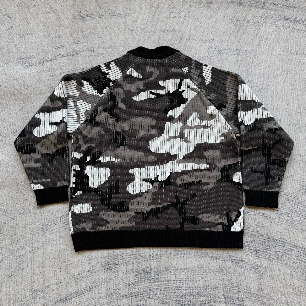 FW25 SP. Small Box Polo Knit Sweater - Snow Camo