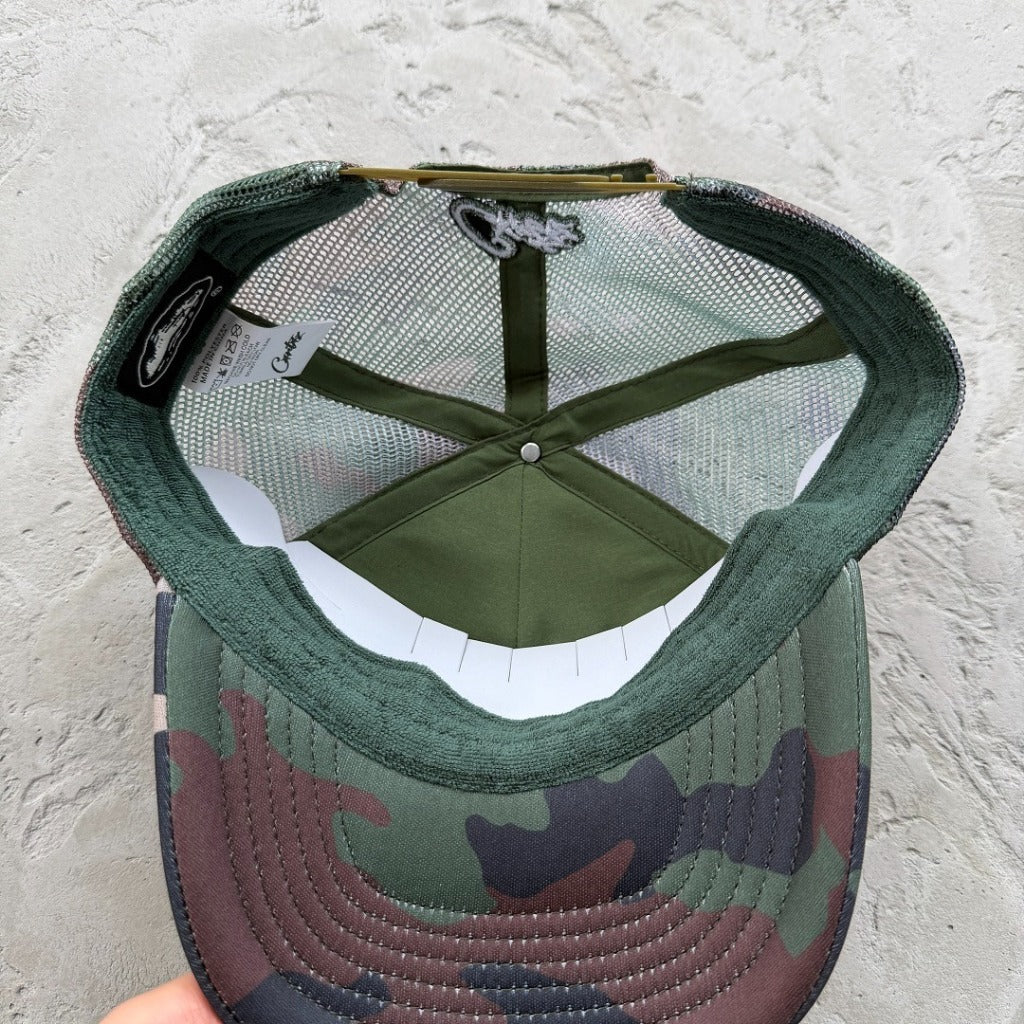 Island Puff Print Trucker Hat Woodland Camo CRTZ.XYZ