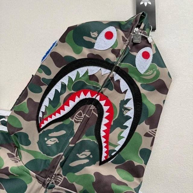 adidas x B@PE Relaxed Fit Track Camo Shark Full Zip Hoodie Green