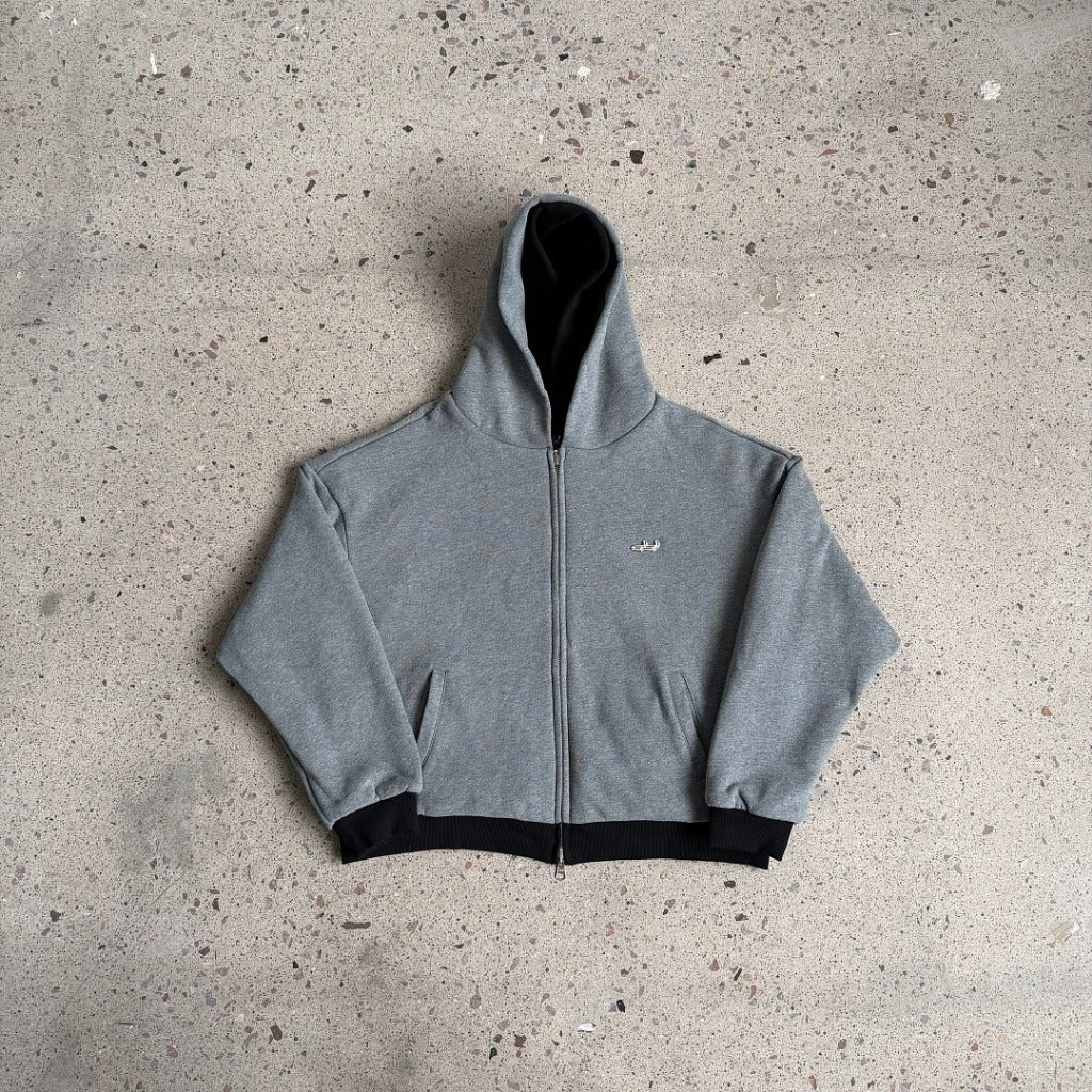 Deputy Departement - EVERYDAY 1000 GSM ZIP REVERSIBLE HOODIE (EVERYDAY 1000 GSM ZIP (DARK MELANGE/BLACK)