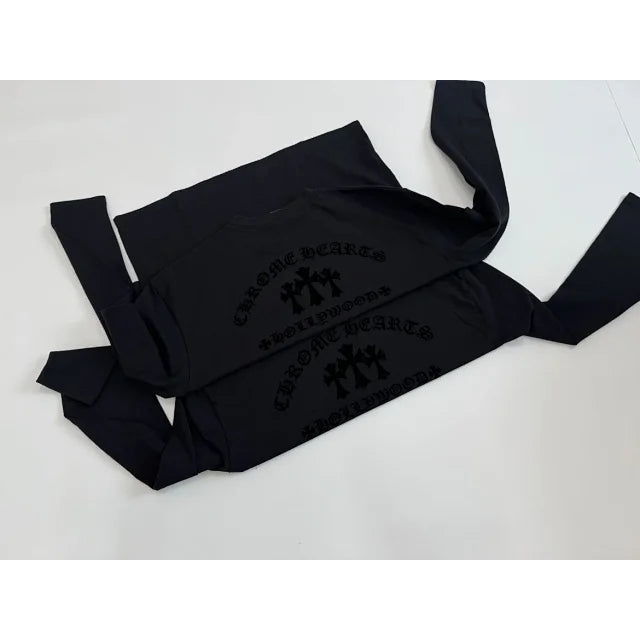 Triple Cross Hollywood Long Sleeve T-Shirt - Grey/Black - Chrome Hearts
