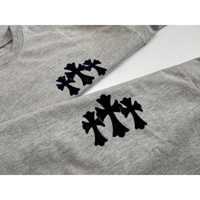 Triple Cross Hollywood Long Sleeve T-Shirt - Grey/Black - Chrome Hearts