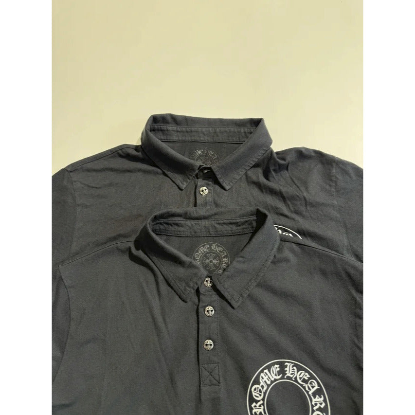 Silver Button Horseshoe Button Polo Shirt - Chrome Hearts