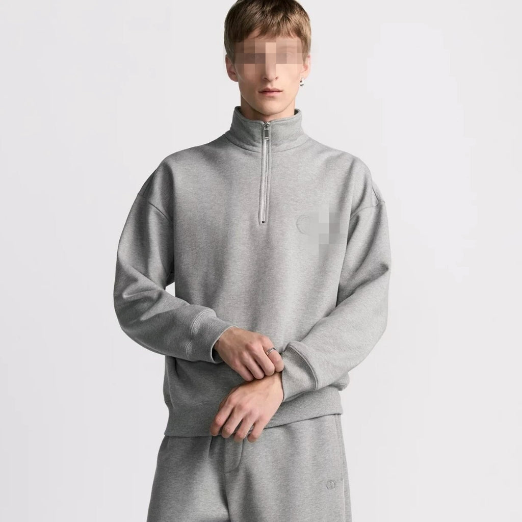 CD Icon Half-Zip Sweatshirt Gray Cotton Fleece - DR