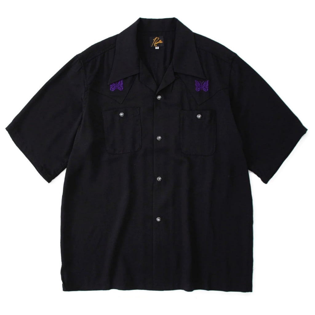 NEEDLES Convertible-Collar Embroidered Sateen Shirt