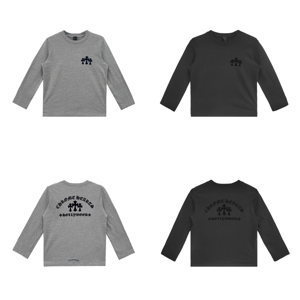 Triple Cross Hollywood Long Sleeve T-Shirt - Grey/Black - Chrome Hearts