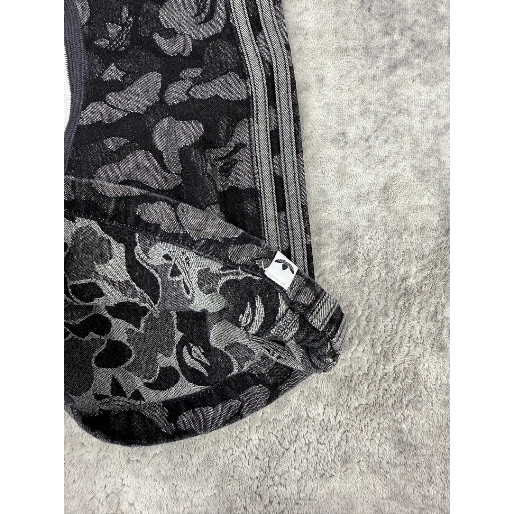 A Bathing Ape x Adidas Originals Camo Jacquard Shark Denim Jorts 'Black'