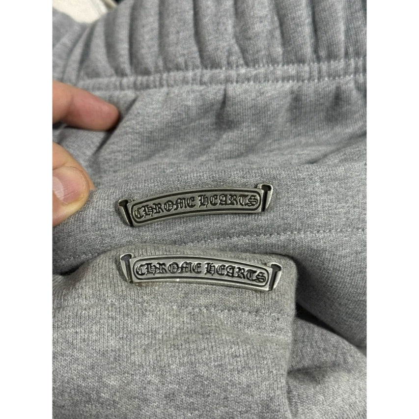 Grey Leather Cross Patch Shorts - Chrome Hearts