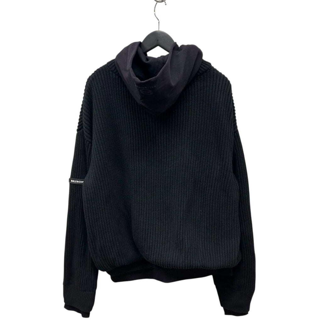 Unity Sports Icon Layered Zip-Up Hooded Sweatshirt/Cardigan in Black - Balenciaga