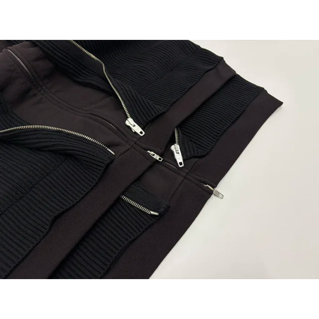 Unity Sports Icon Layered Zip-Up Hooded Sweatshirt/Cardigan in Black - Balenciaga