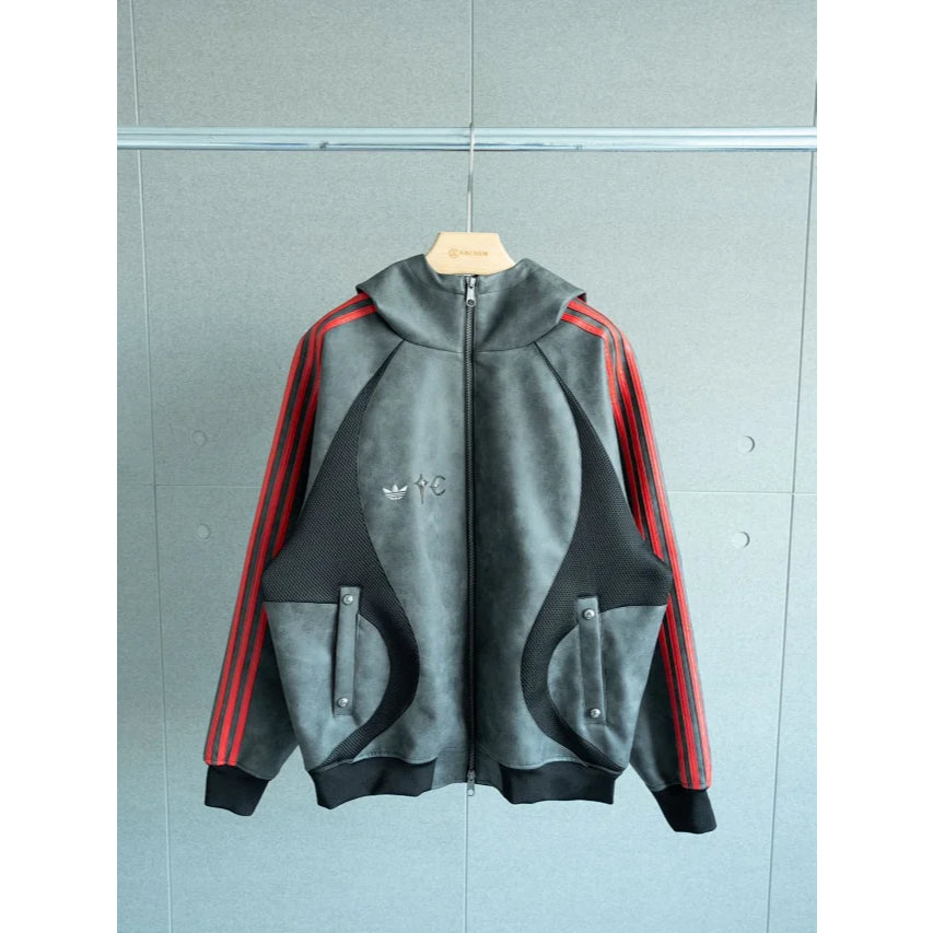 Thug Club x a.d.i.d.a.s Teamgeist Faux Leather Jacket - Black