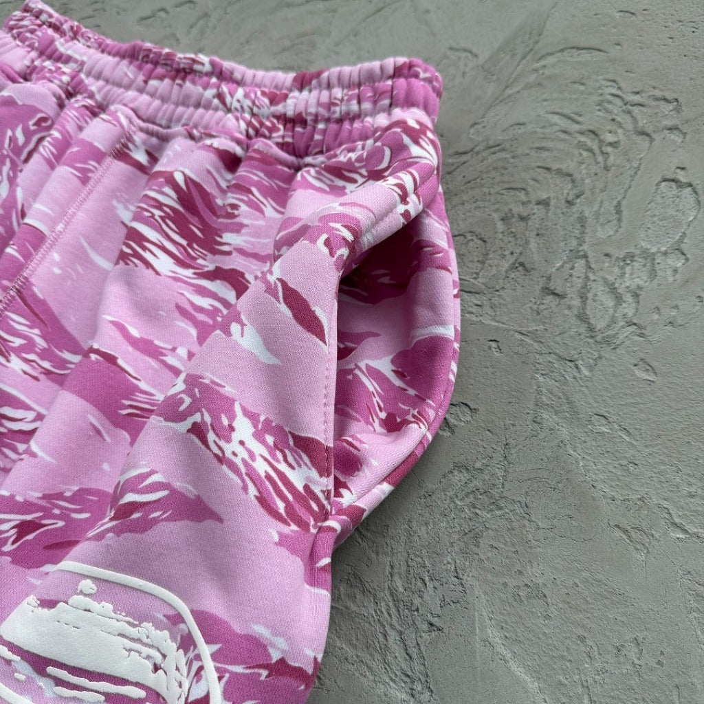 Island Puff Print Zip Hoodie/Pants/Set [Pink Camo] - Corteiz