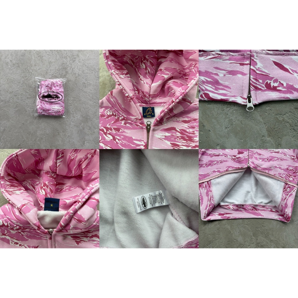 Island Puff Print Zip Hoodie/Pants/Set [Pink Camo] - Corteiz