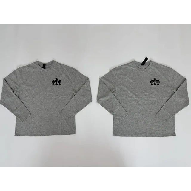 Triple Cross Hollywood Long Sleeve T-Shirt - Grey/Black - Chrome Hearts