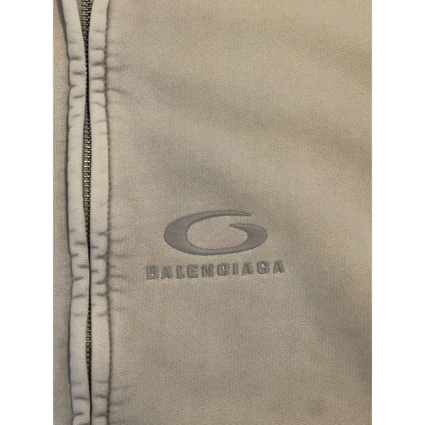 2024 "Y2K" Distressed Logo Tribal AW24 Crop Zip Hoodie - Balenciaga