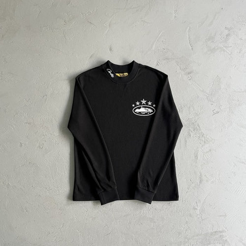5 Starz Alcatraz Waffle Long Sleeve Tee - Black - Corteiz