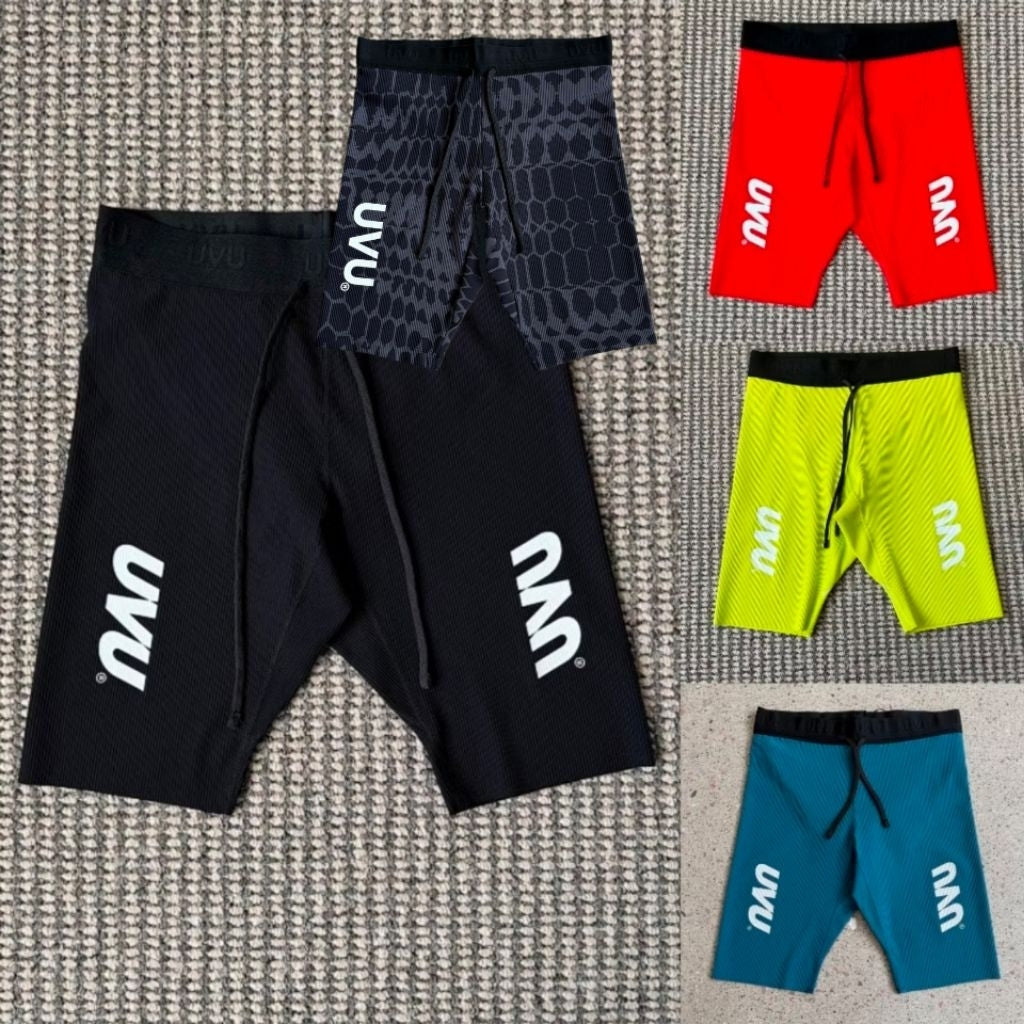 UVU RUNNING - Performance Half Tights V2 2.0 (Black/Red/Yellow/Valencia Run)