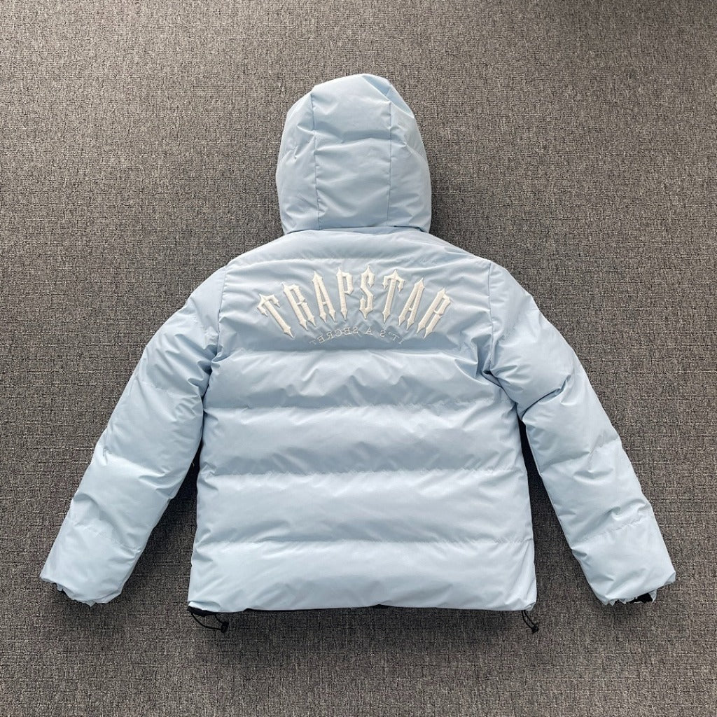 TRAPSTAR IRONGATE ARCH REVERSIBLE PUFFER JACKET AW25- BLACK/ LIGHT BLUE