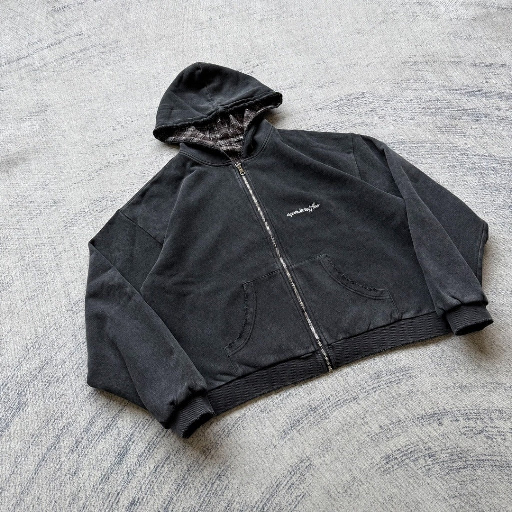 Experiment 5 - Reversible Plaid Zip Hoodies
